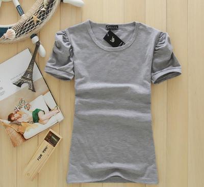 夏装新款韩版女装泡泡短袖T恤 纯色百搭，圆领打底衫批发指南